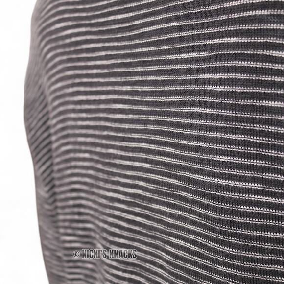 Allison Joy Gray White Striped Ottoman Knit Open Front Longline Cardigan Size M - Picture 5 of 7